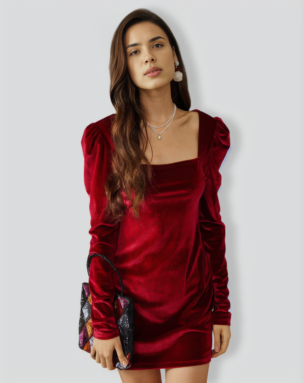 The Velvet Square Neckline Bodycon Dress