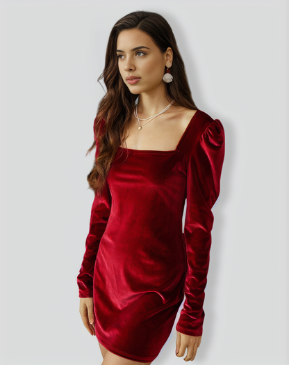 The Velvet Square Neckline Bodycon Dress