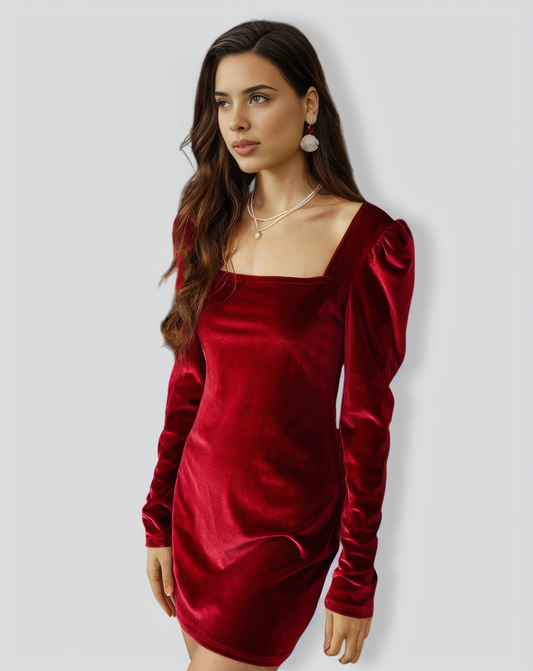 The Velvet Square Neckline Bodycon Dress
