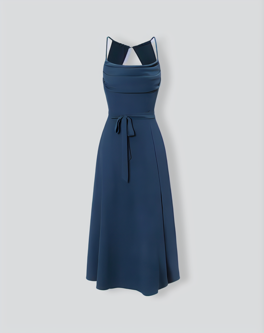 Navy Cowl Neck Cutout Back Maxi Dress