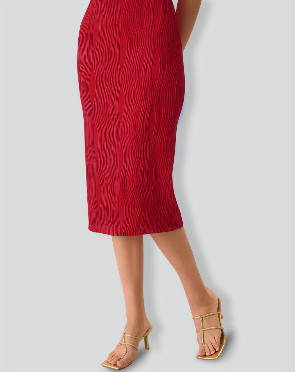The Red Water Ripple Textured Cami Dress