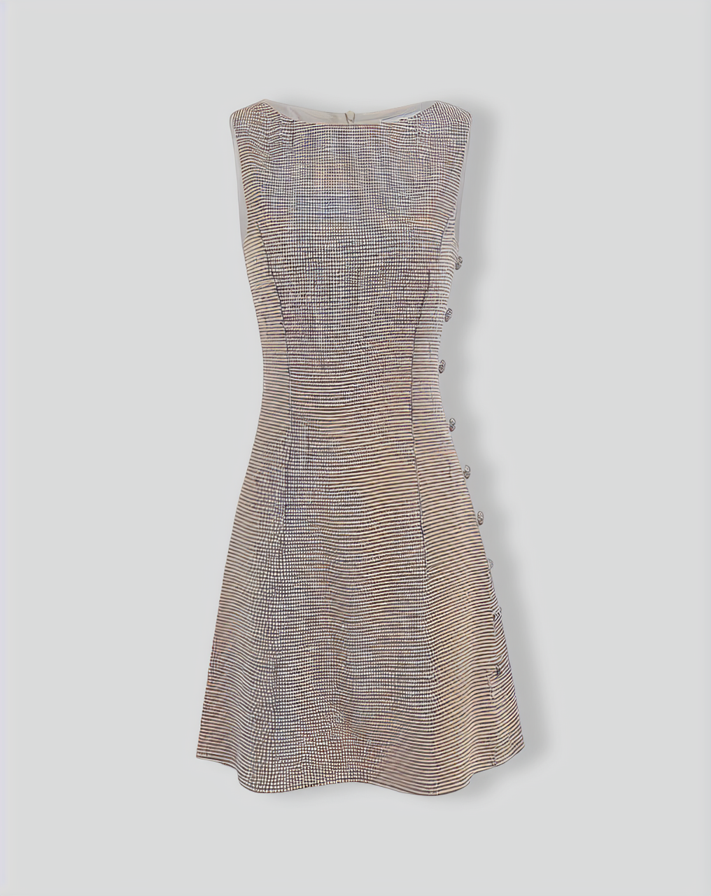 Women's Boat Neck Brown Plaid Mini Dress