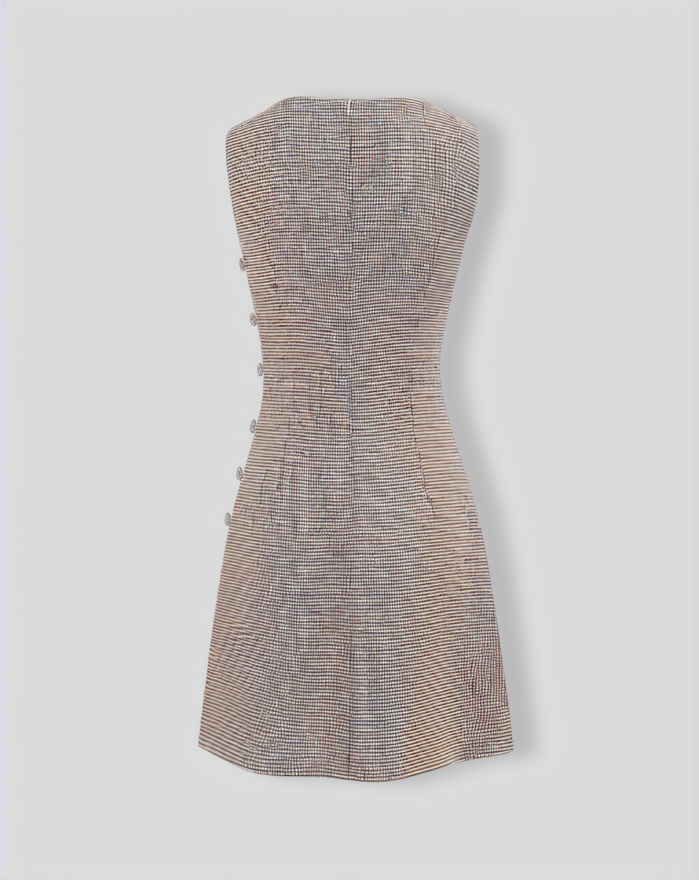 Women's Boat Neck Brown Plaid Mini Dress