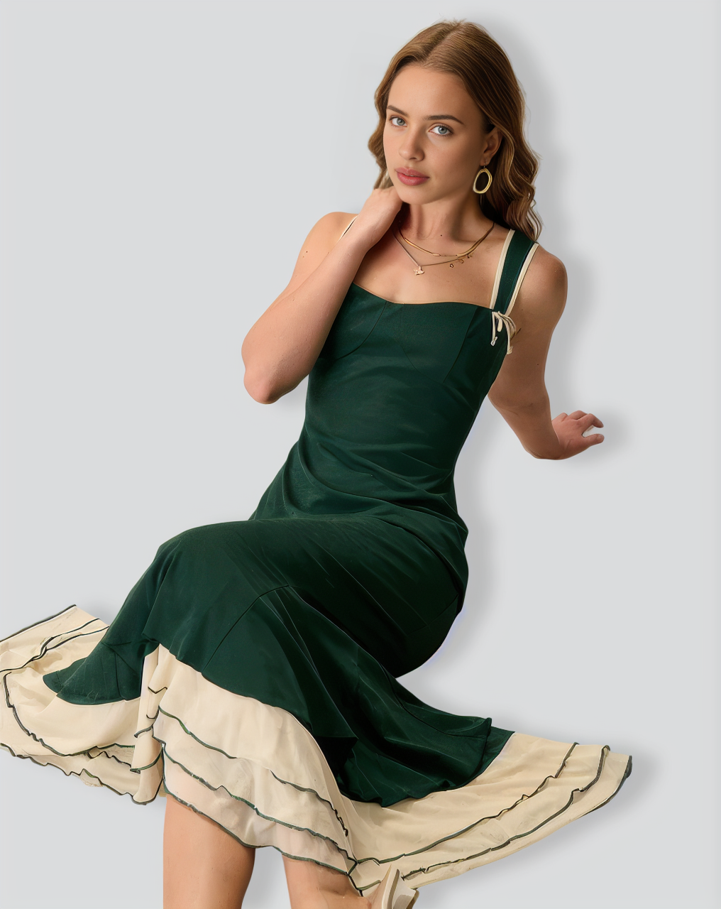Green Sweetheart Neck Bodycon Slip Maxi Dress