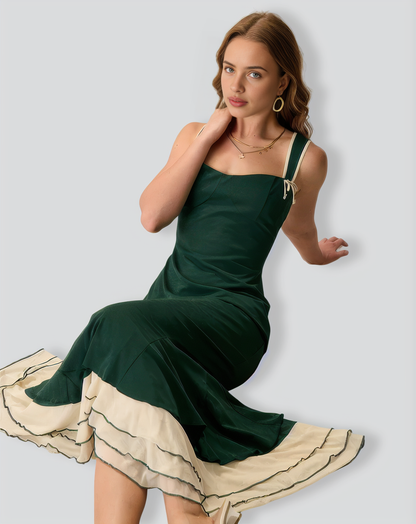 Green Sweetheart Neck Bodycon Slip Maxi Dress