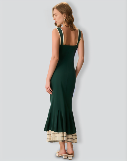 Green Sweetheart Neck Bodycon Slip Maxi Dress