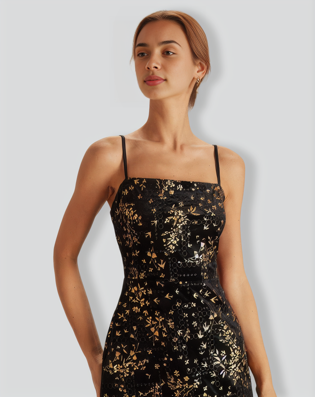 The Black Floral Sheath Slip Mini Dress