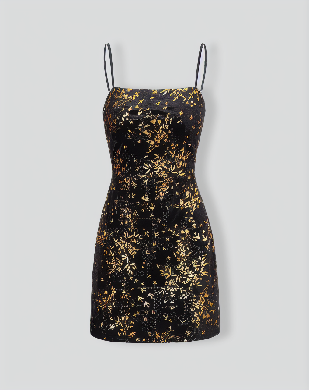 The Black Floral Sheath Slip Mini Dress