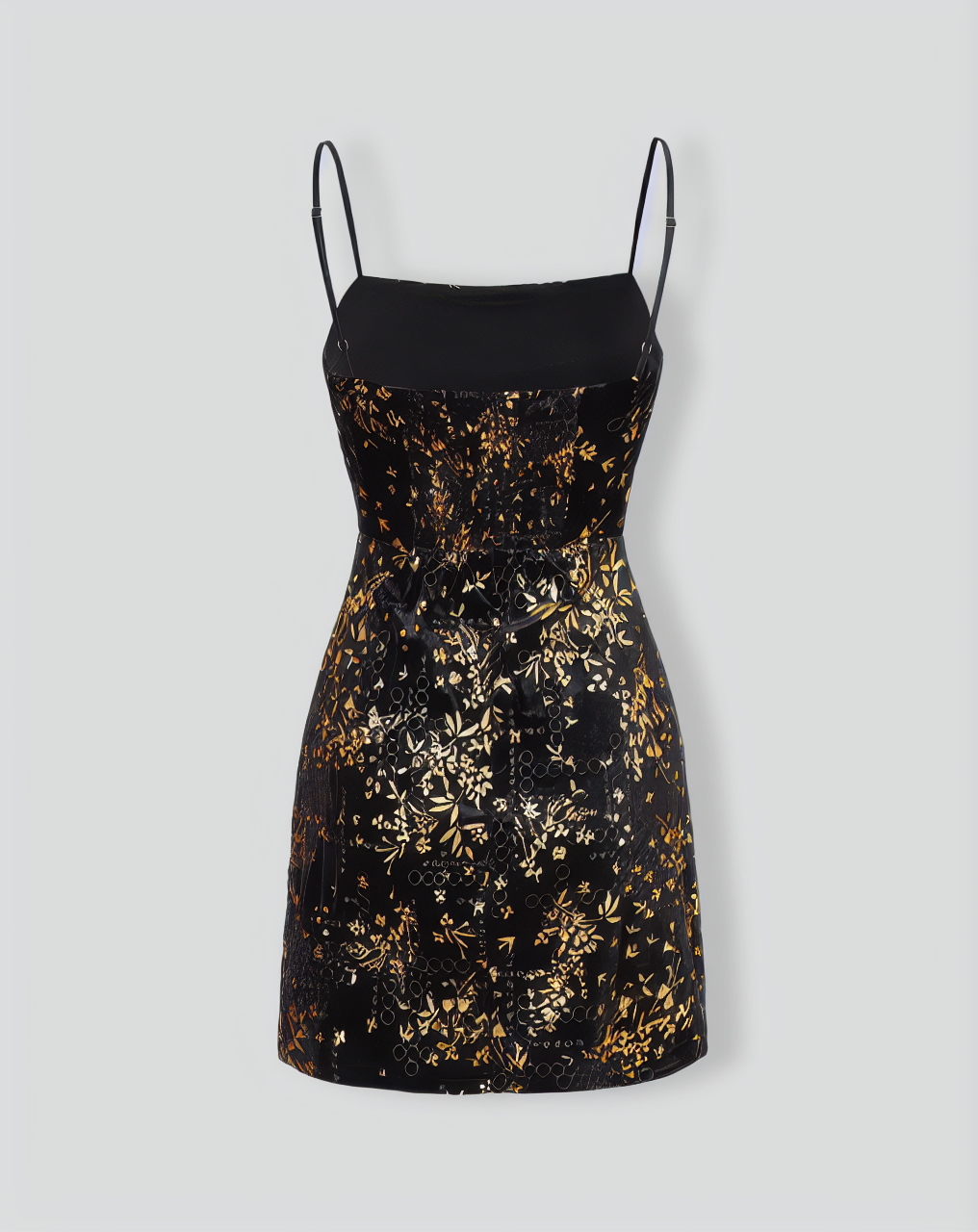 The Black Floral Sheath Slip Mini Dress