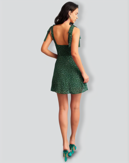The Green Sweetheart Neck Floral Slip Mini Dress