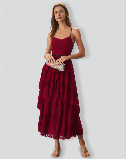 Sweetheart Neck Lace Maxi Dress