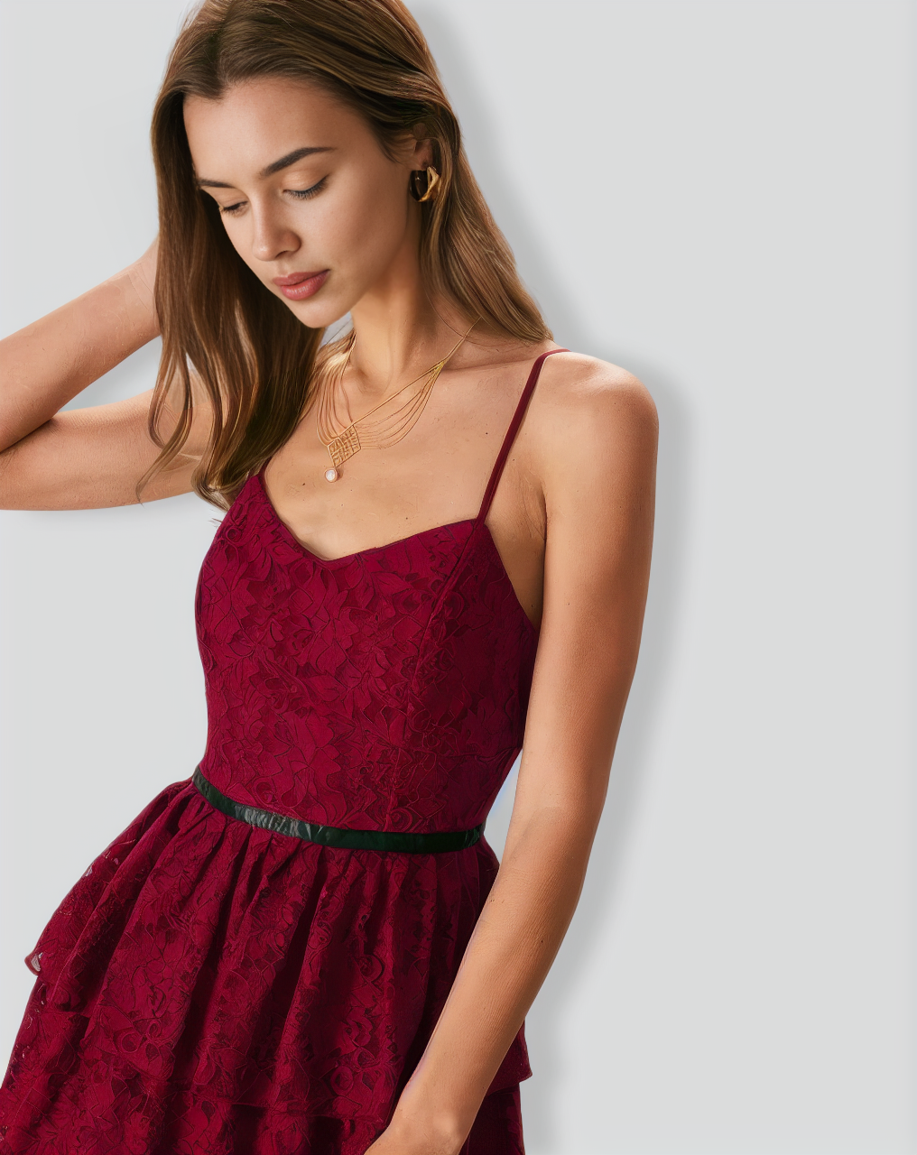 Sweetheart Neck Lace Maxi Dress