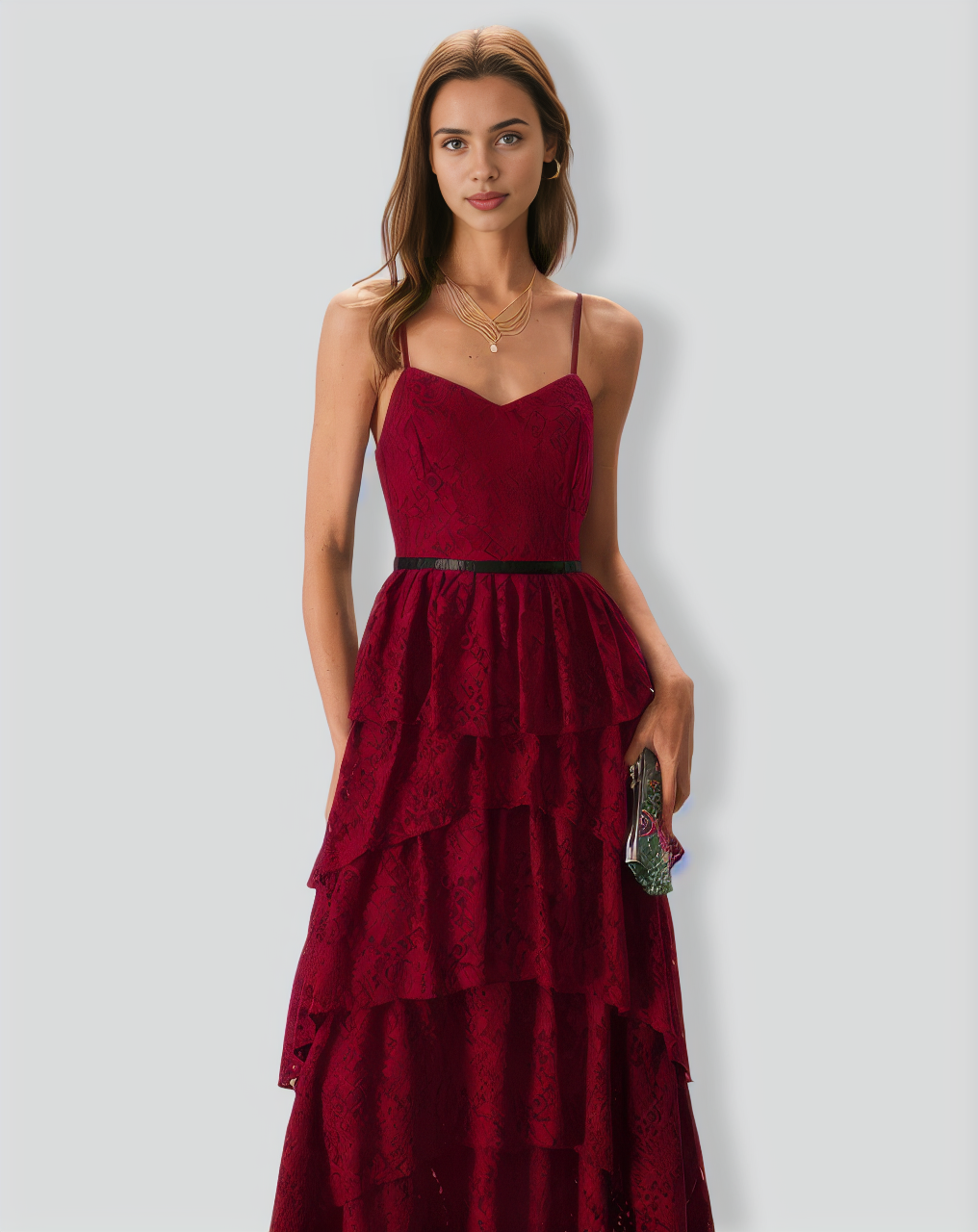 Sweetheart Neck Lace Maxi Dress