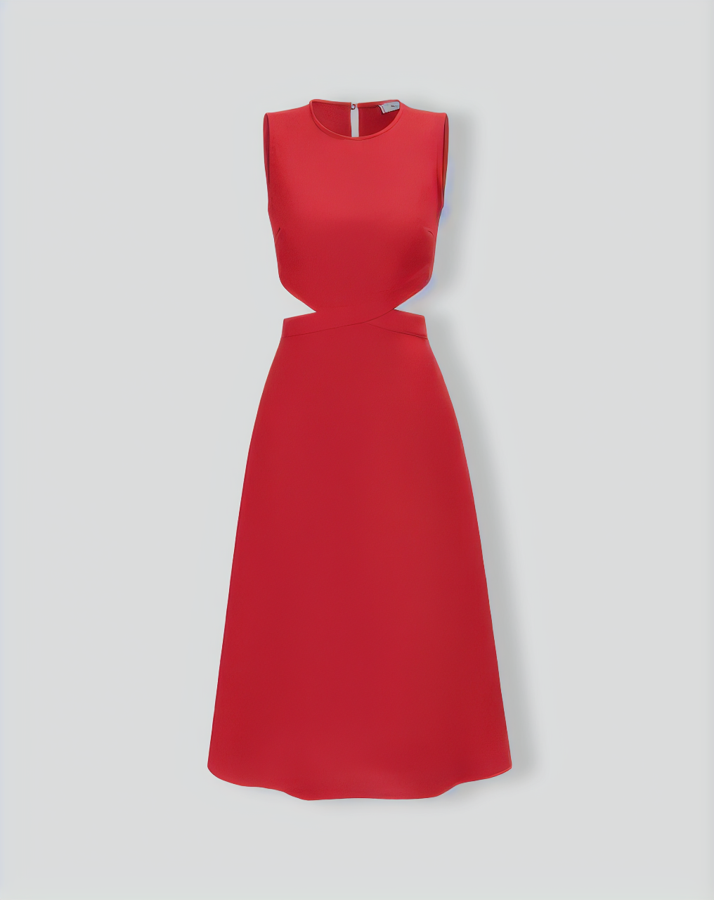The Red Round Neck Cut-Out Midi Dress