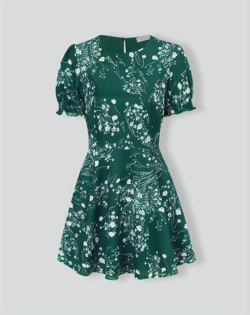 The Green Round Neck Floral Mini Dress
