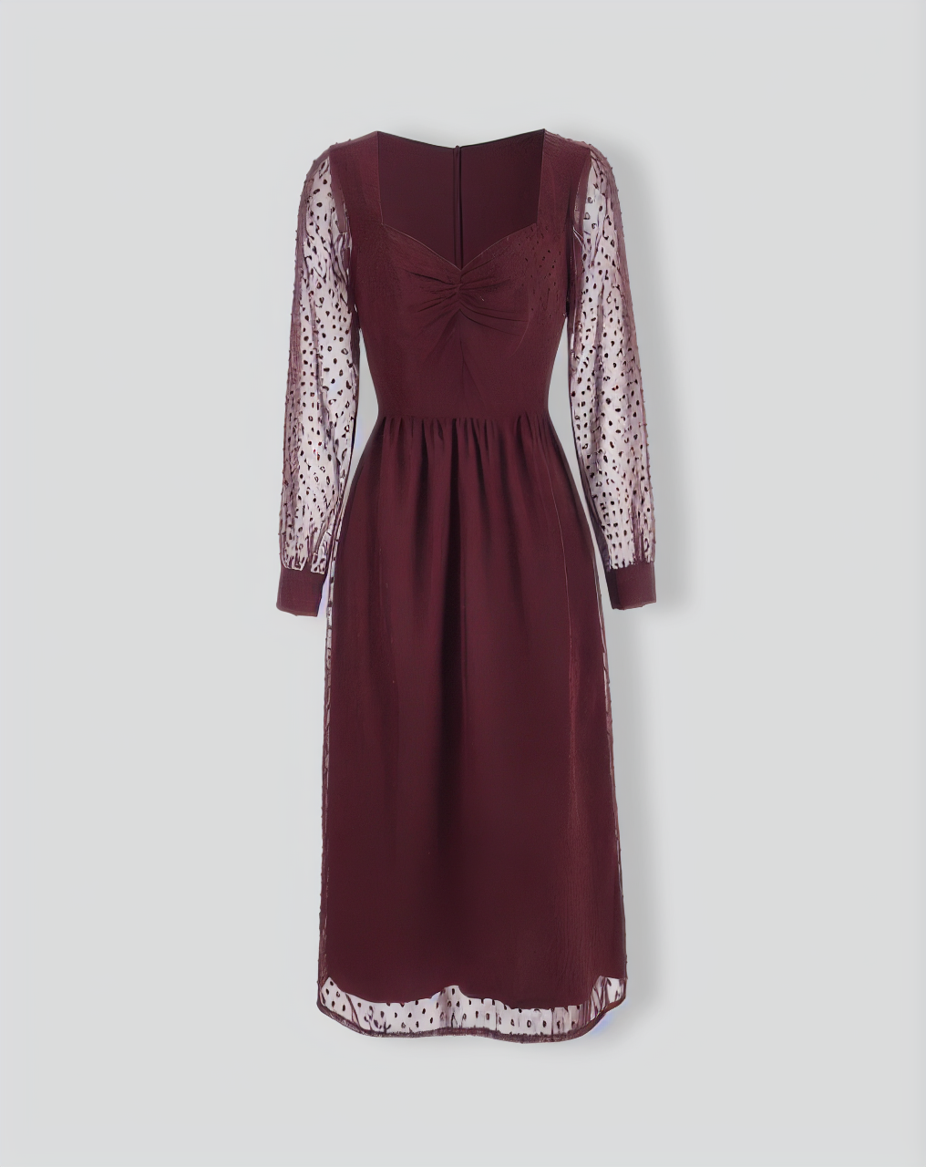 The Sweetheart Neckline Sheer Sleeve Midi Dress