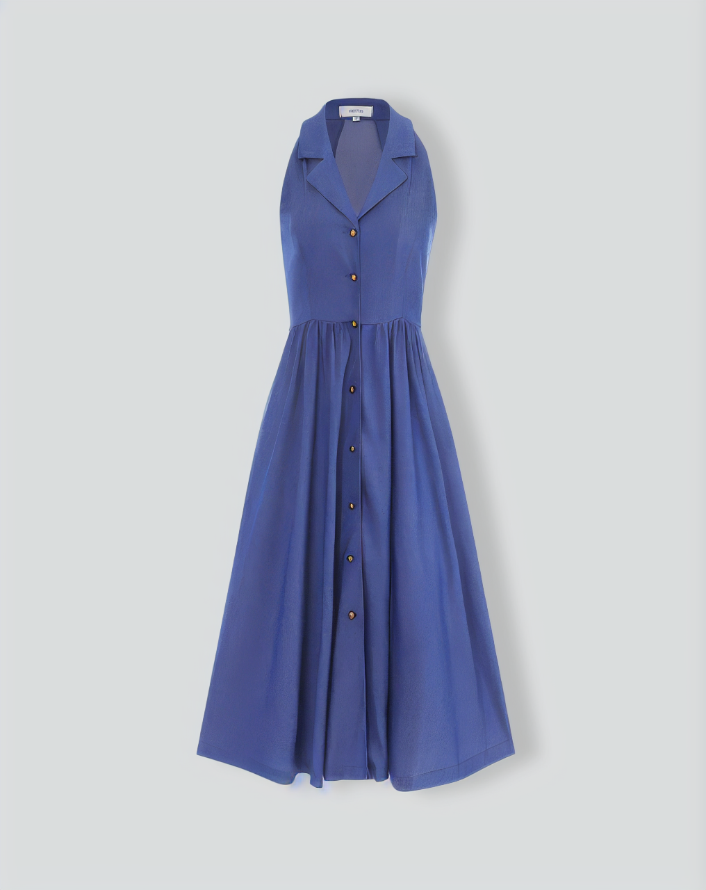 The Blue Lapel Tunic Sleeveless Midi Dress