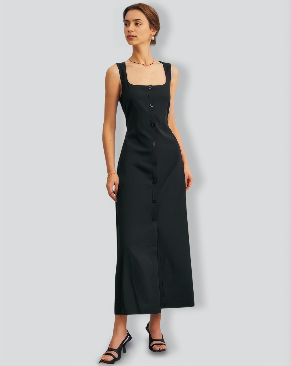 The Black U Necktie Back Sleeveless Maxi Dress