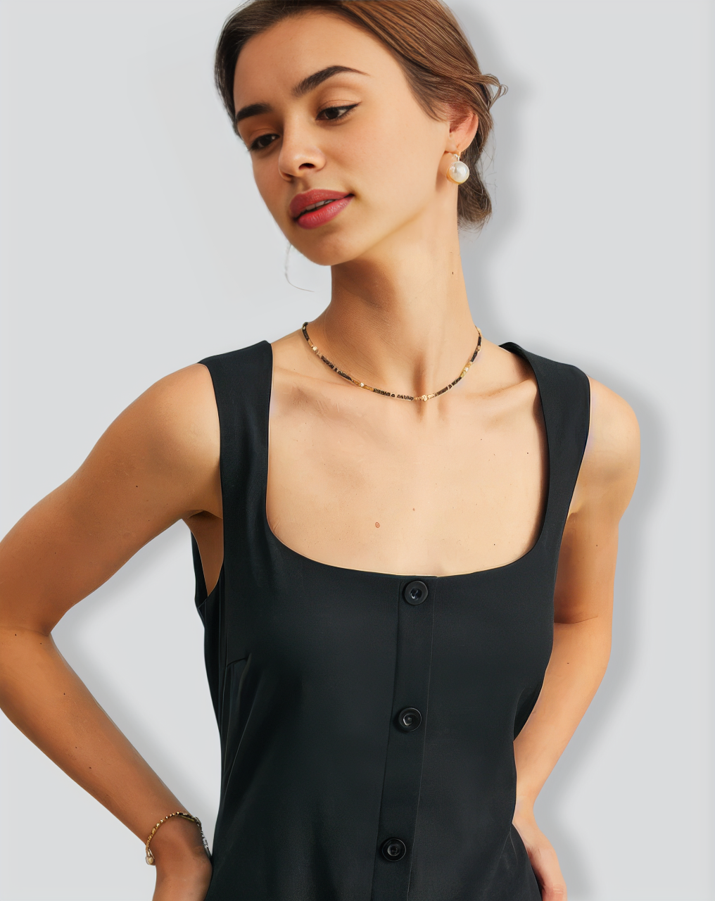 The Black U Necktie Back Sleeveless Maxi Dress