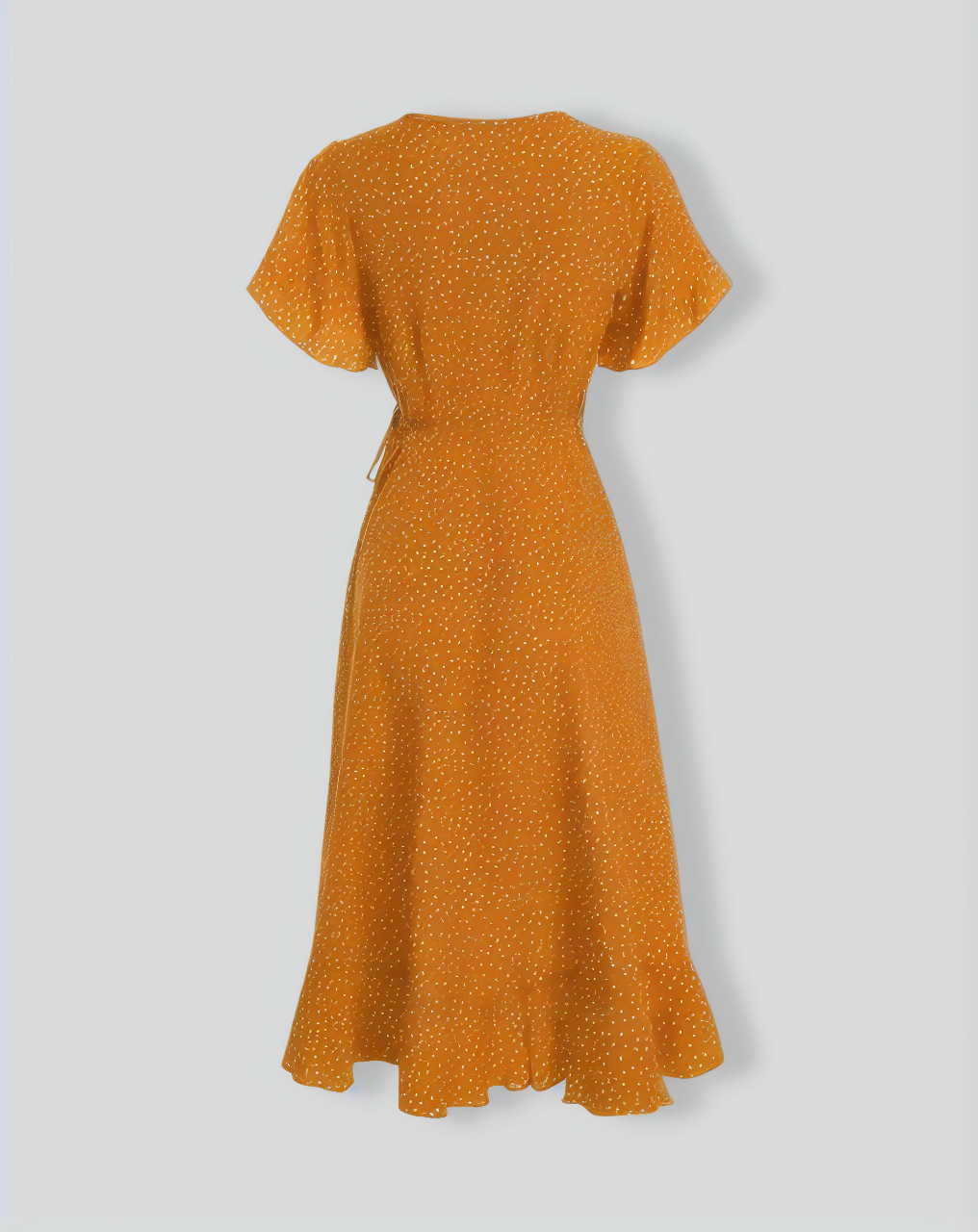 The Yellow Polka Dot Ruffle Wrap Dress