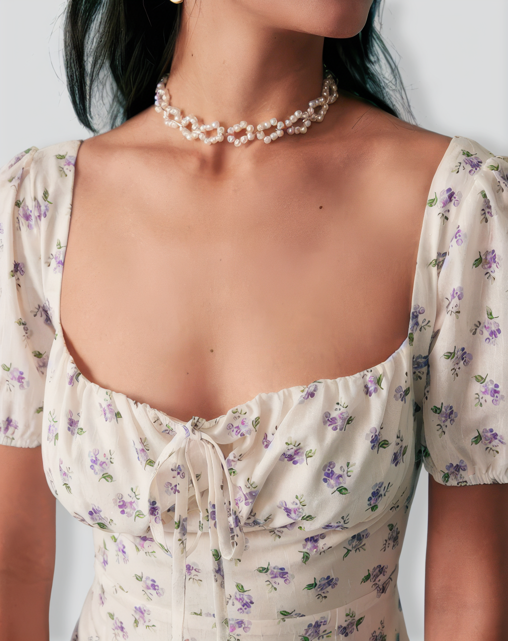 The Short Sleeve Floral Ruched Midi Dress