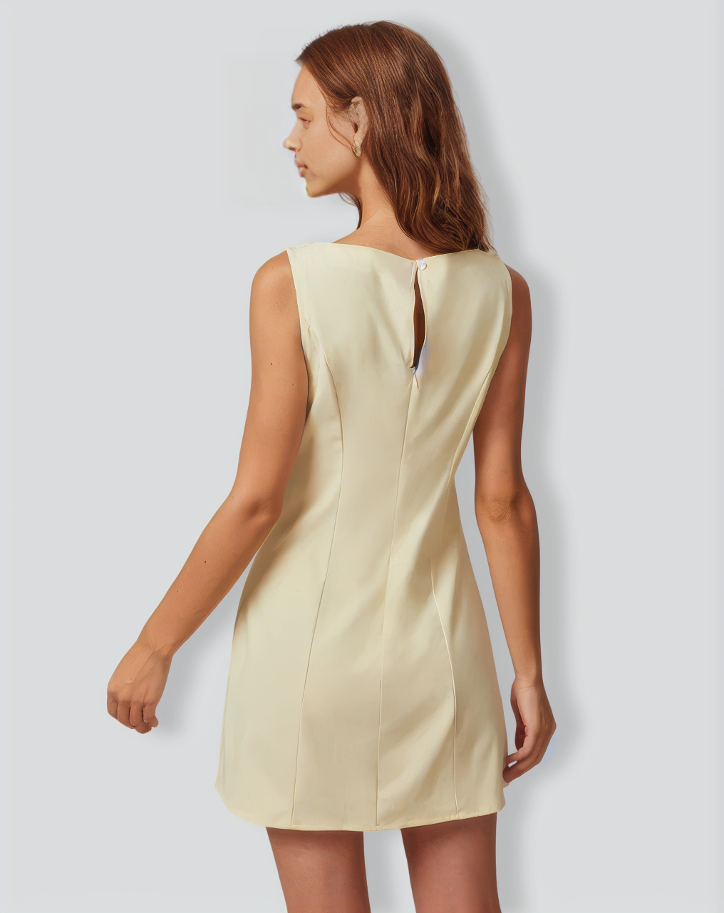 The Yellow Boat Neck Cutout Mini Dress