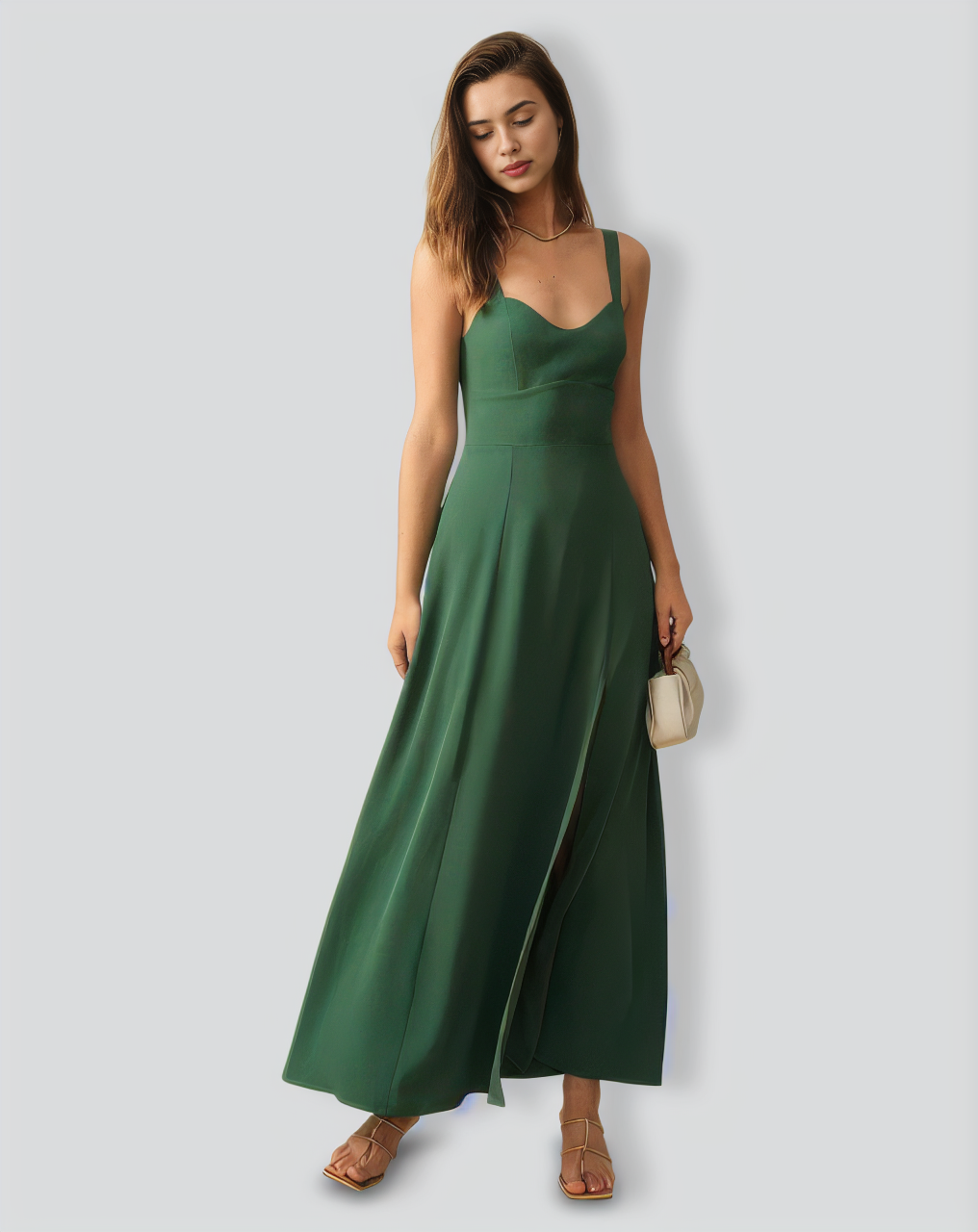 The Solid Color Side Slit Maxi Dress