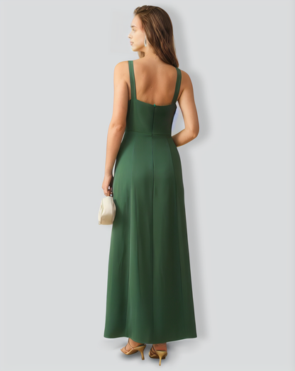 The Solid Color Side Slit Maxi Dress