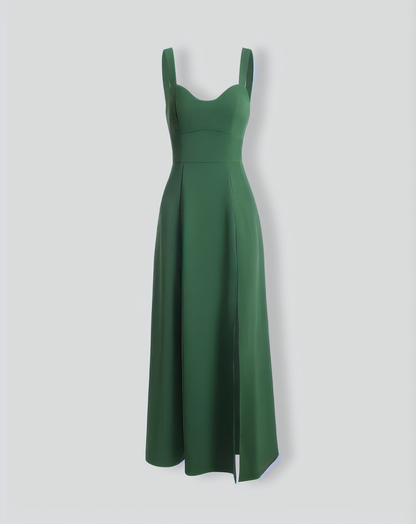 The Solid Color Side Slit Maxi Dress