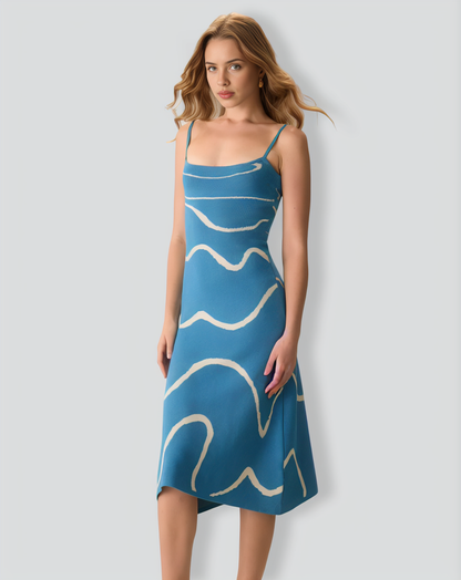 The Blue Wave Mermaid Hem Knit Midi Dress