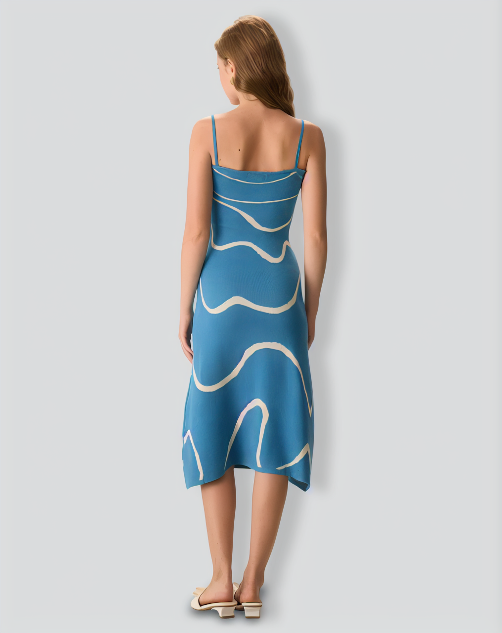 The Blue Wave Mermaid Hem Knit Midi Dress