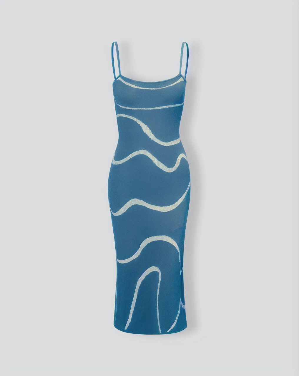 The Blue Wave Mermaid Hem Knit Midi Dress