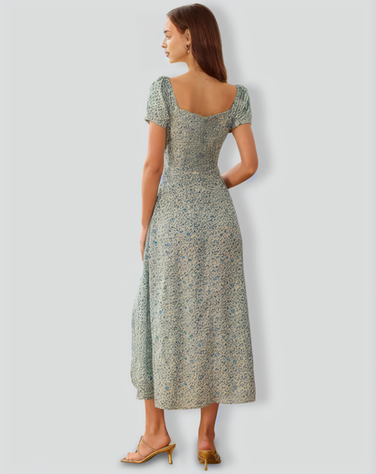 The Square Neck Floral Slit Maxi Dress