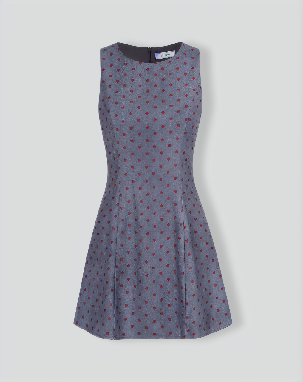 The Grey Round Neck Polka Dot Mini Dress