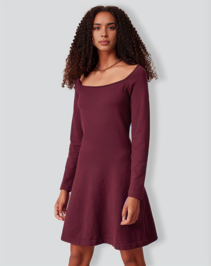 The Red Square Neck Long Sleeve Sweater Dress