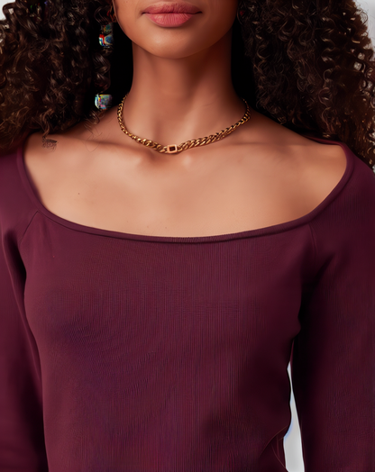 The Red Square Neck Long Sleeve Sweater Dress