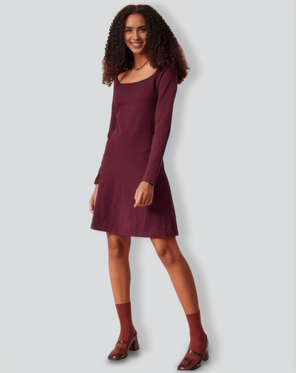 The Red Square Neck Long Sleeve Sweater Dress