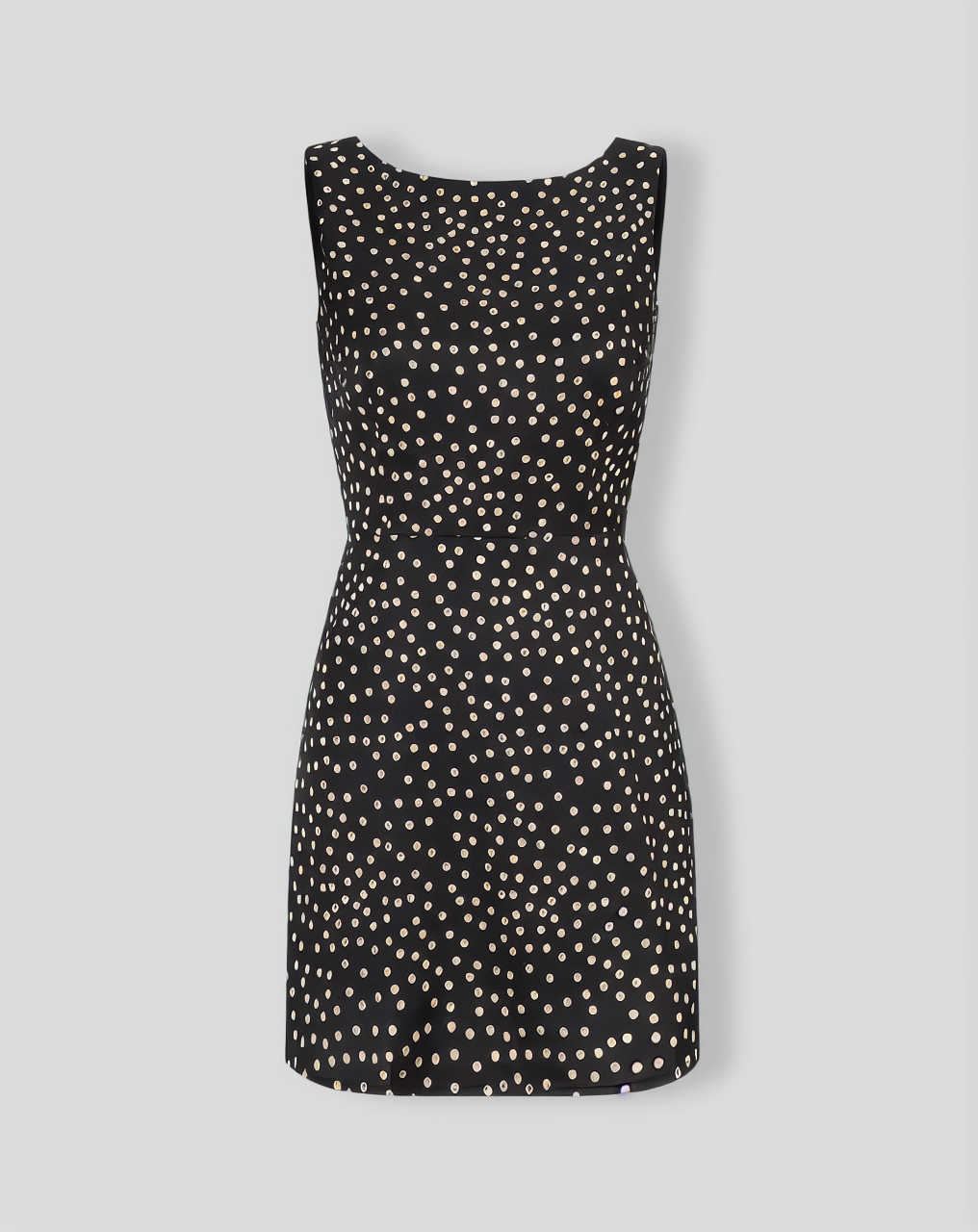 The Black Boat Neck Polka Dot Mini Dress