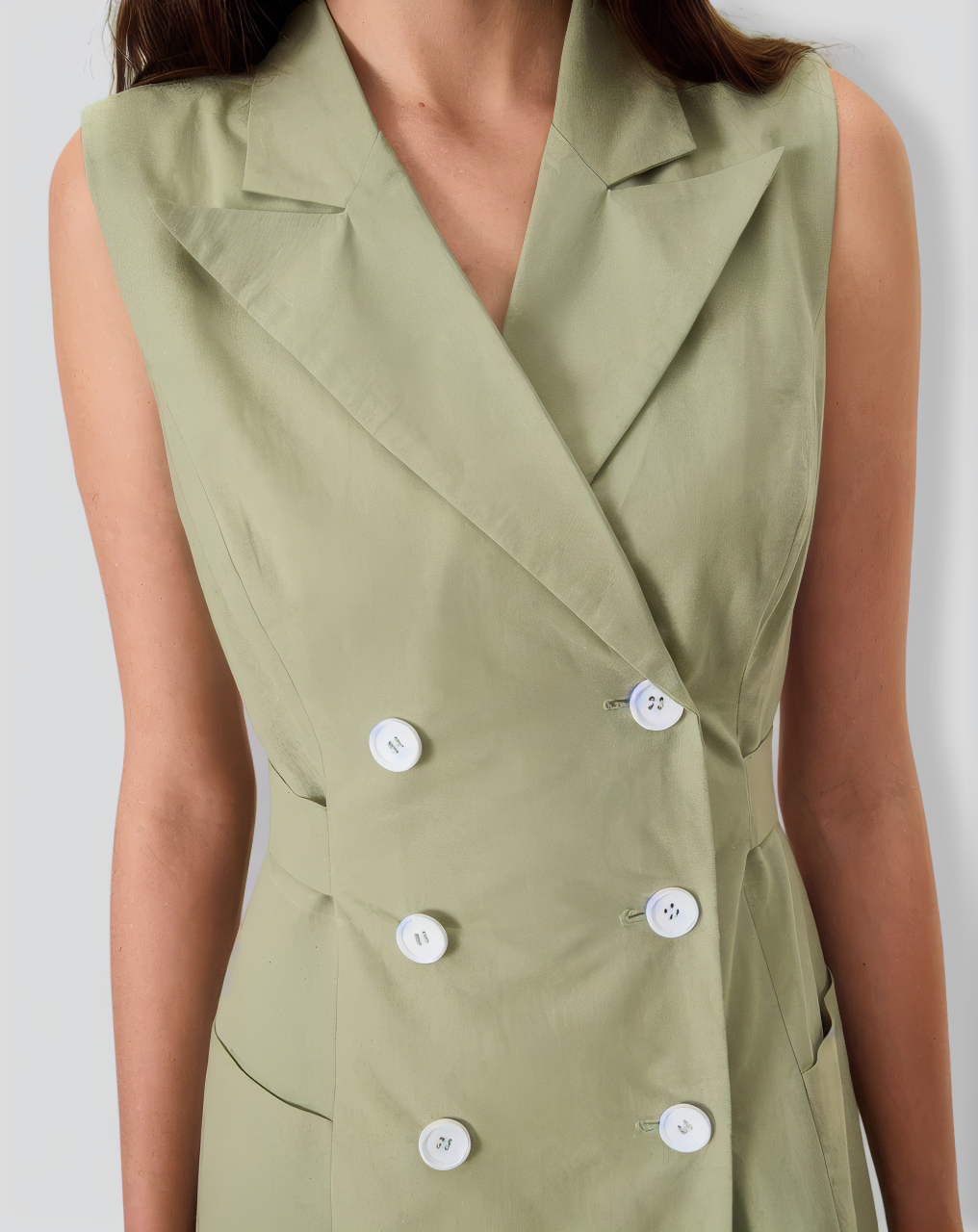 Women's Green Collared Pocket Mini Dress
