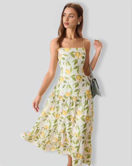 Women's Floral Ruched Slip Maxi Dress