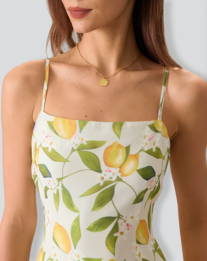 Women's Floral Ruched Slip Maxi Dress