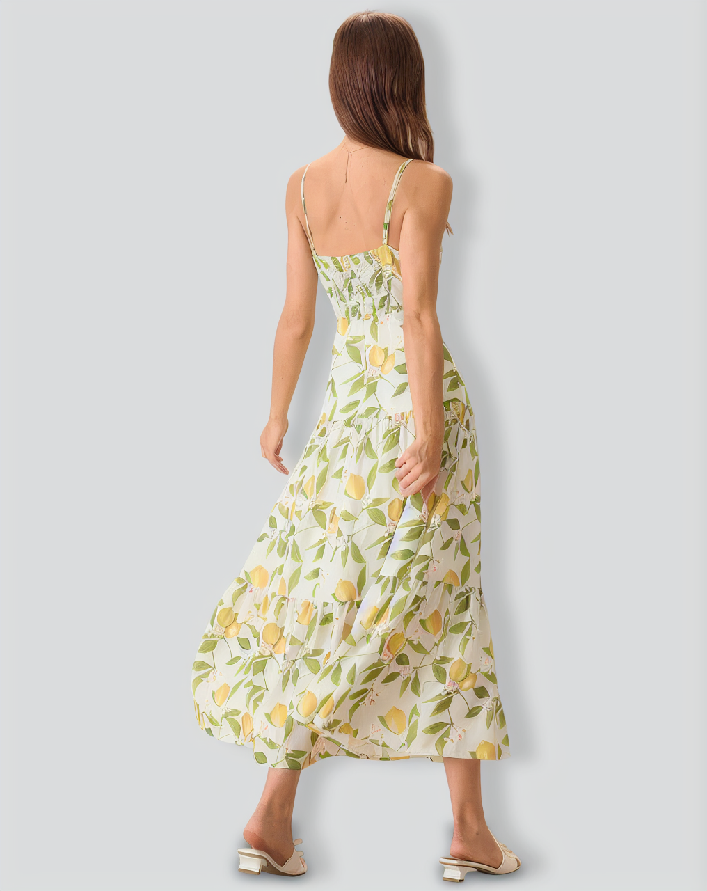 Women's Floral Ruched Slip Maxi Dress