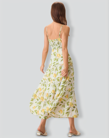 Women's Floral Ruched Slip Maxi Dress