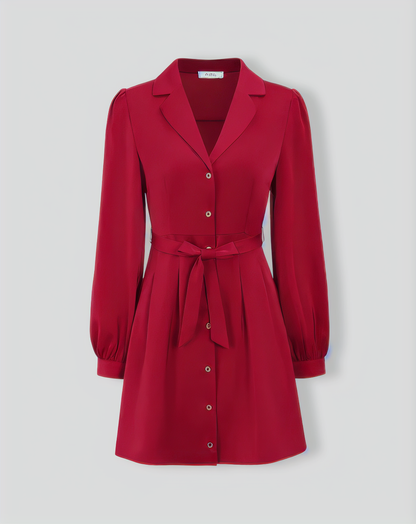 Women's Red Satin Tie-Waist Mini Dress