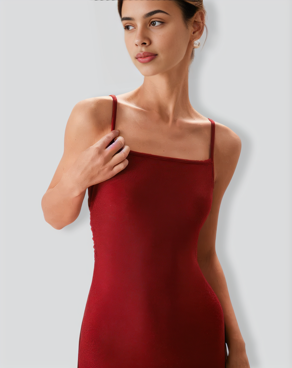 The Red Lurex Twist Back Slip Maxi Dress
