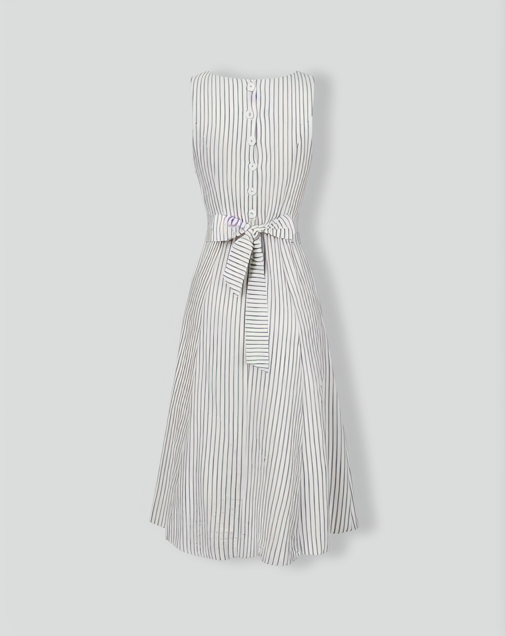 The White Square Neck Striped Midi Dress