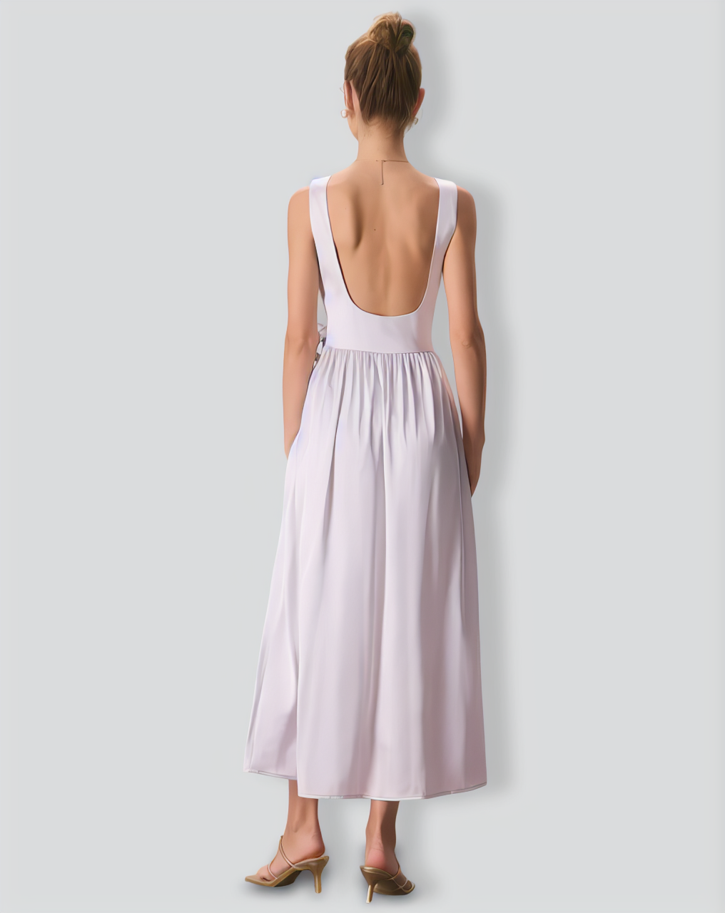 The Silver Boat Neck Floral Satin Maxi Dress