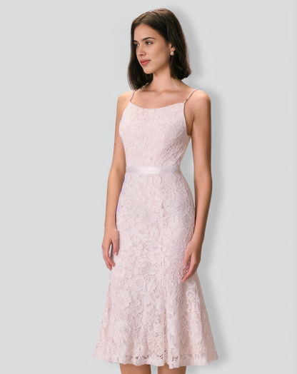 The White Floral Lace Mermaid Midi Dress