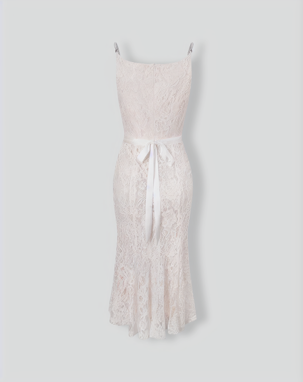 The White Floral Lace Mermaid Midi Dress