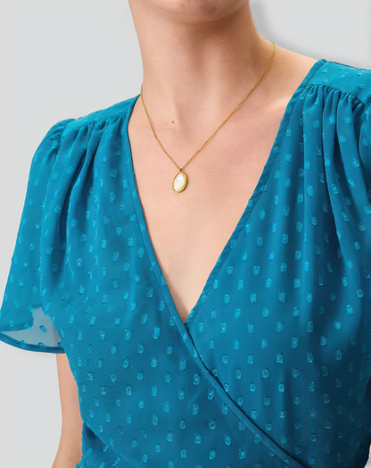 Women's Blue V-Neck Wrap Midi Dress